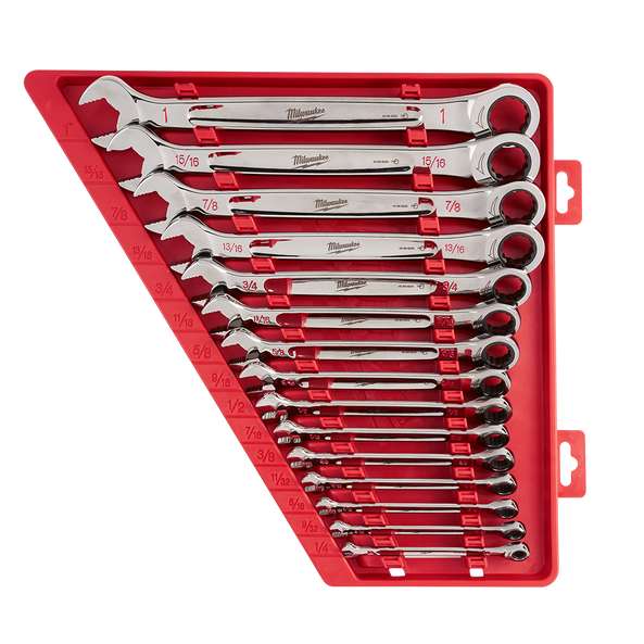 Maxbite Ratcheting Combo Wrench Set 15pc Imp/SAE W/Storage