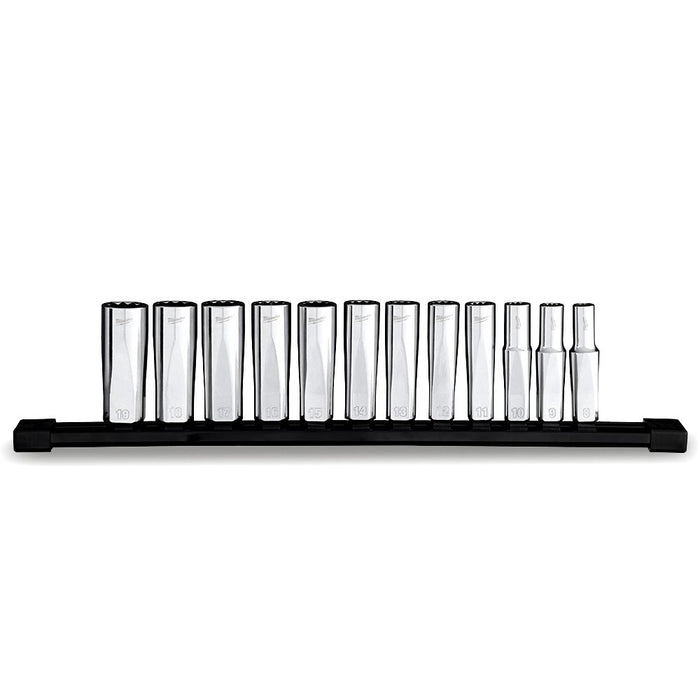 Ratchet Socket Set 3/8in Drive Deep 12Pt 12pc Metric