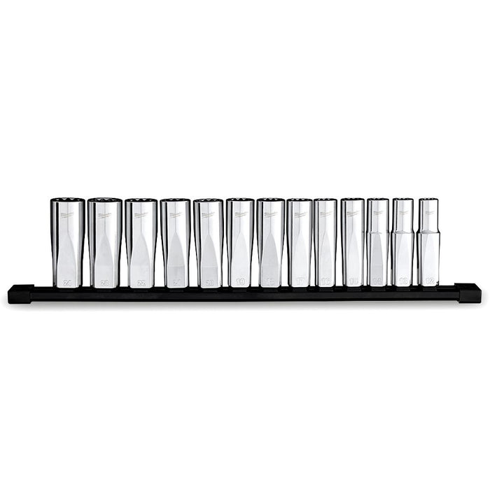 Ratchet Socket Set 1/2in Drive Deep 12Pt 12pc Metric