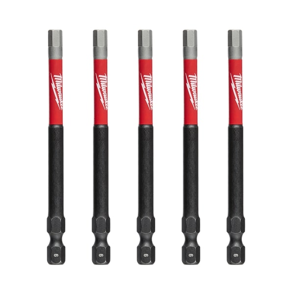 Shockwave Power Bit Hex 6mm 89mm 3-1/2in Pkt 5
