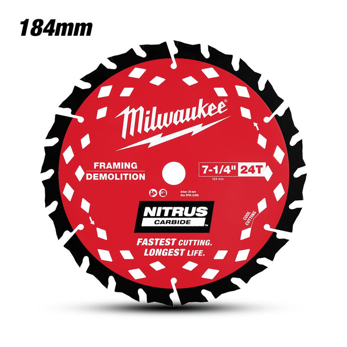 Circular Saw Blade 24T Nitrus Carbide 184mm Demo/Framing