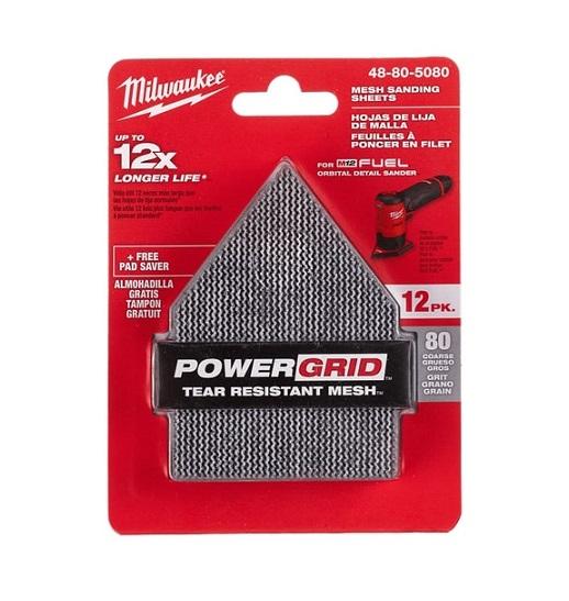 Pentagon Net Sandpaper 80 Grit Hook & Loop 12Pk
