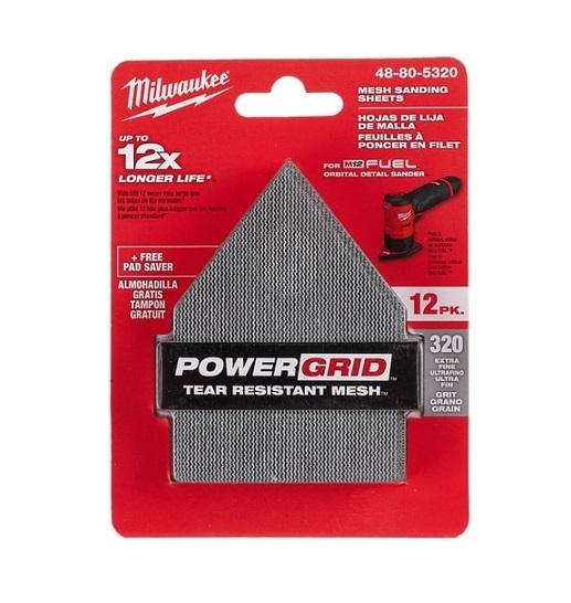 Pentagon Net Sandpaper 320 Grit Hook & Loop 12Pk
