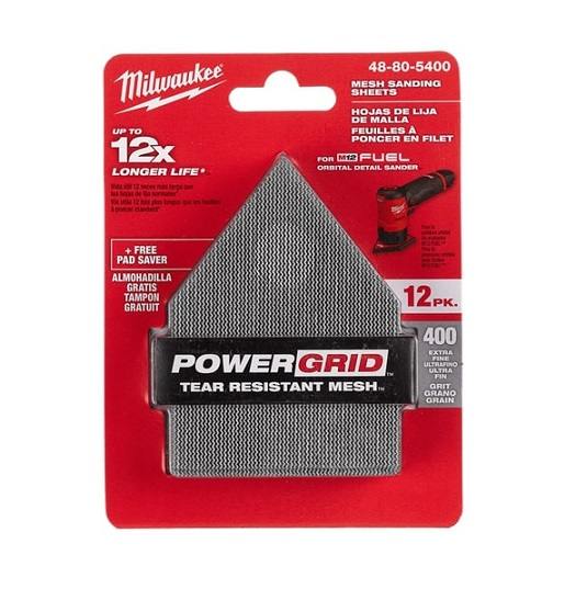 Pentagon Net Sandpaper 400 Grit Hook & Loop 12Pk