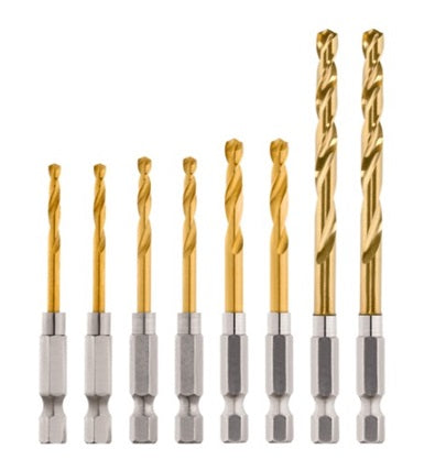 Shockwave Red Helix Titanium Drill Bit Rivet Size Set(Pkt 8)