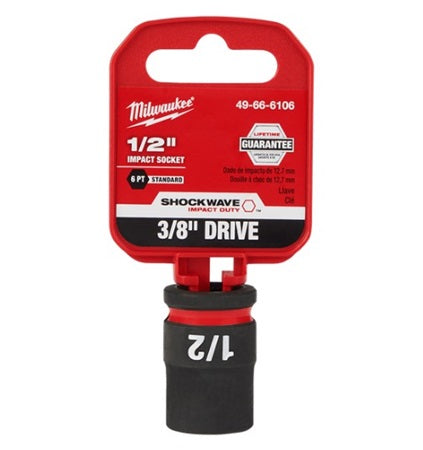 Shockwave 3/8in Drive 1/2in Standard 6 Point Impact Socket