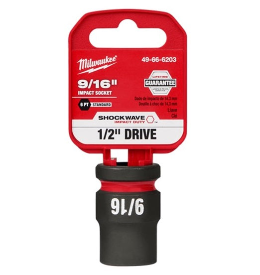 Shockwave 1/2in Drive 9/16in Standard 6 Point Impact Socket