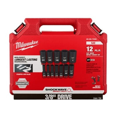 Shockwave 3/8in Drive 12pc SAE Deep 6Pt Impact Socket Set