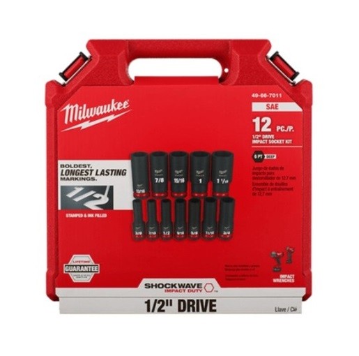 Shockwave 1/2in Drive 12pc SAE Deep 6Pt Impact Socket Set