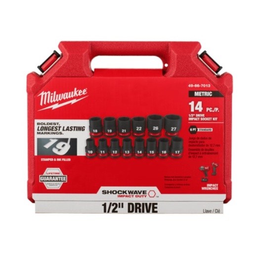 Shockwave 1/2in Drive 14pc Metric Deep 6Pt Impact Socket Set
