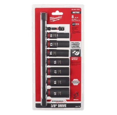 Shockwave 3/8in Drive 8pc Metric Deep 6Pt Impact Socket Set