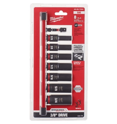 Shockwave 3/8in Drive 8pc SAE Deep 6Pt Impact Socket Set