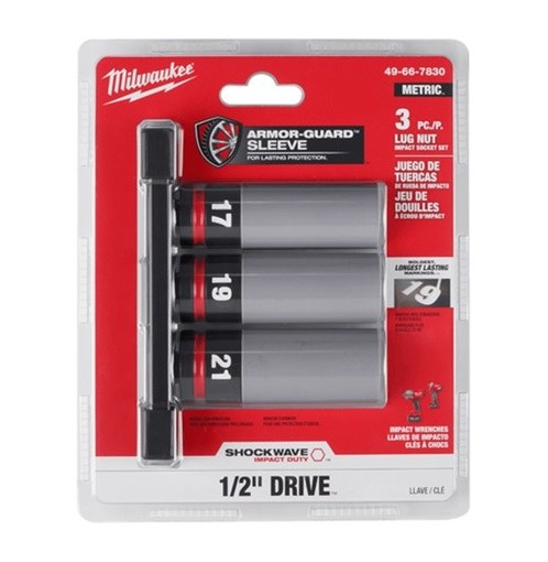 Shockwave Impact Duty 1/2in Drive 3pc Lug Nut Wheel Skt Set