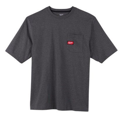 Pocket Tee Shirt Heavy Duty Grey Short Sleeve - XL