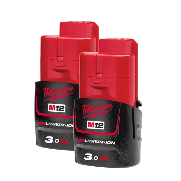M12 Battery Pack 3.0Ah Red Lithium (Pkt 2)