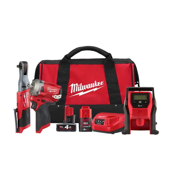 M12 Fuel Ratchet Impact Wrench Inflator Kit