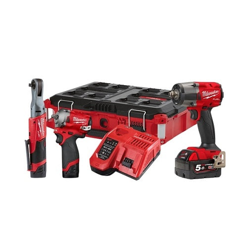 M18 Fuel Impact Wrench Ratchet Stubby Wrench 2x 5Ah Kit