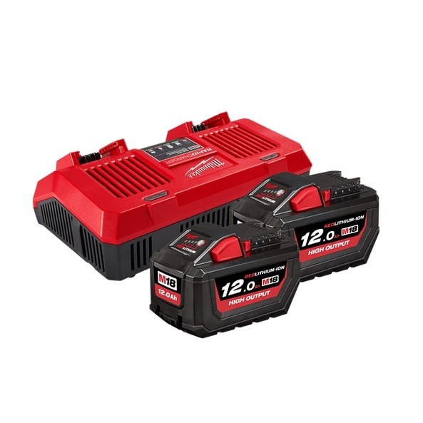 M18 Redlithium Dual Bay Charger 2x M18 12Ah Battery Pack