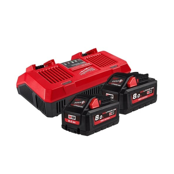 M18 Redlithium Dual Bay Charger 2x M18 8Ah Battery Pack