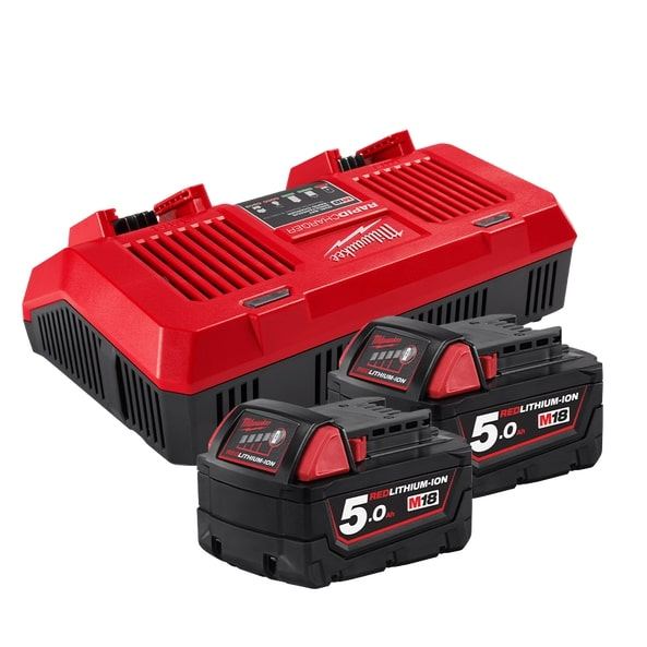M18 Red Lithium Battery 2x 5Ah Starter Pack & Dual Charger