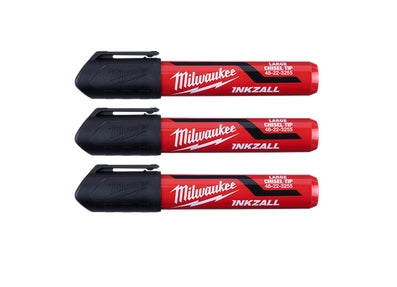 Inkzall Marker Pen Chisel Tip Large Black 3 Pk