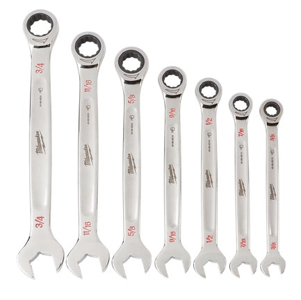 Ratcheting SAE Combination Wrench Set 7pc