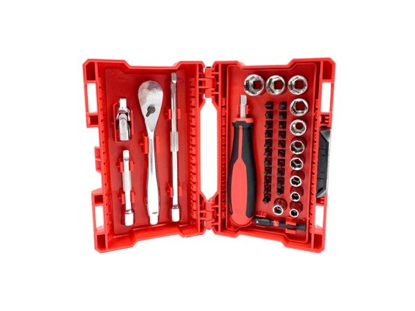 Ratchet & Socket Set 1/4in Drive 38pc Multi Bit & Metric