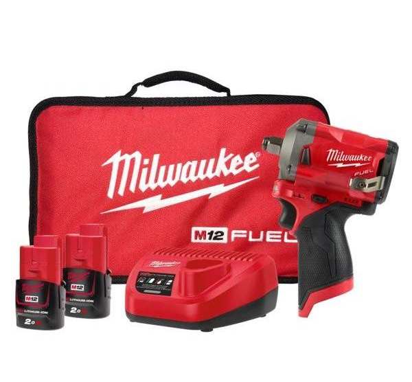 M12 Fuel Impact Stubby Wrench 1/2in 2x 2Ah Kit