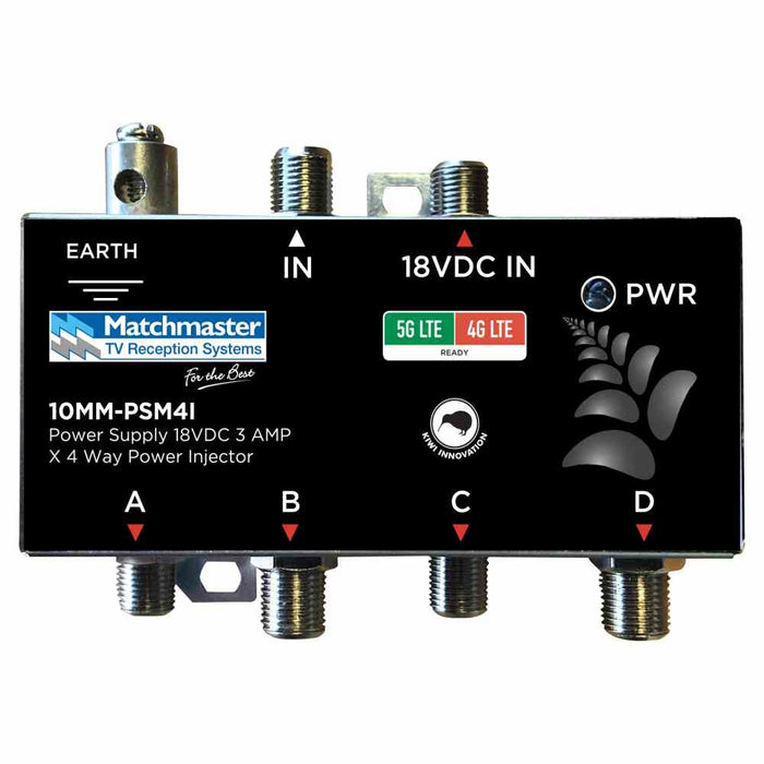 Power Injector 4 Way 18VDC 3 Amp with Power Supply