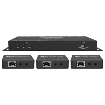 HDMI Extender 1x HDMI to 3x Cat5/6 RJ45 PoC out IR control