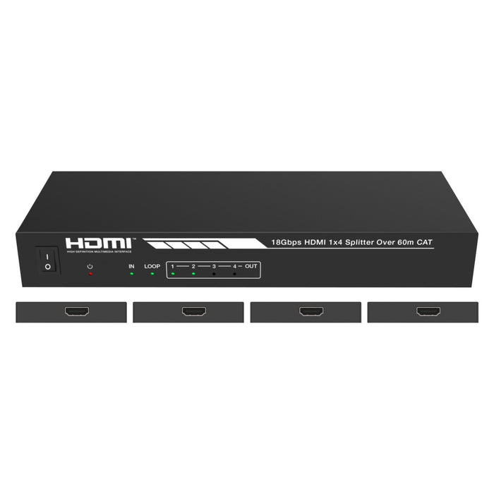 HDMI Eextender Splitter 1x HDMI to 4x Cat6 RJ45 IR control