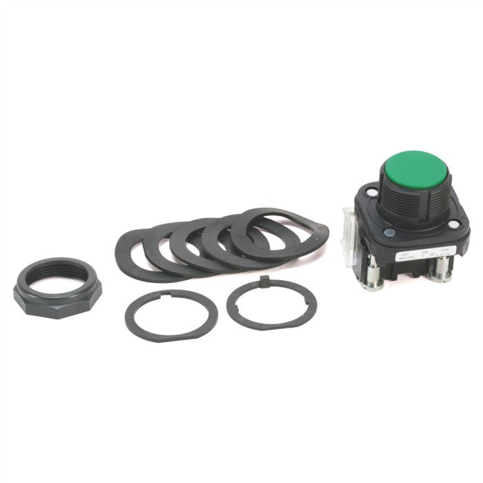 Pbutton 30mm Flush 1N/O 1N/C Green