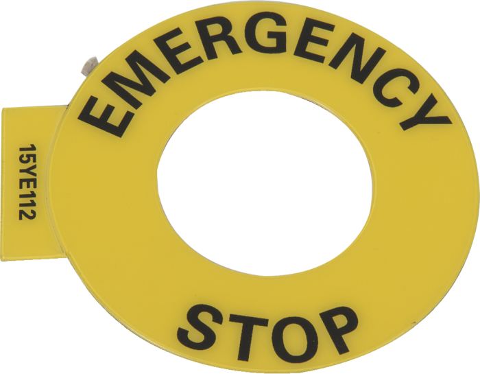 800F Legend Plate 60mm Round Emergency Stop Yellow