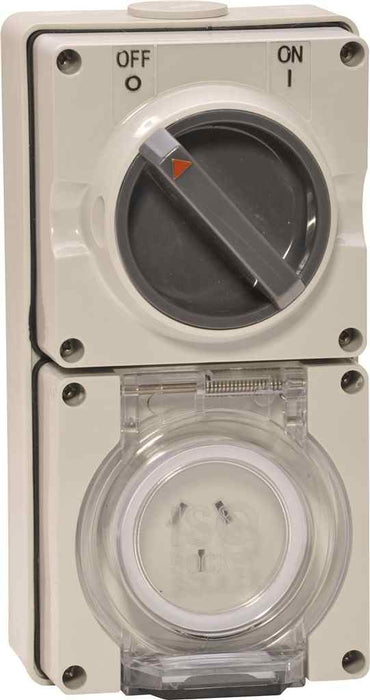 ISO Switched Socket 3Pin 10A 250V 1Ph Grey