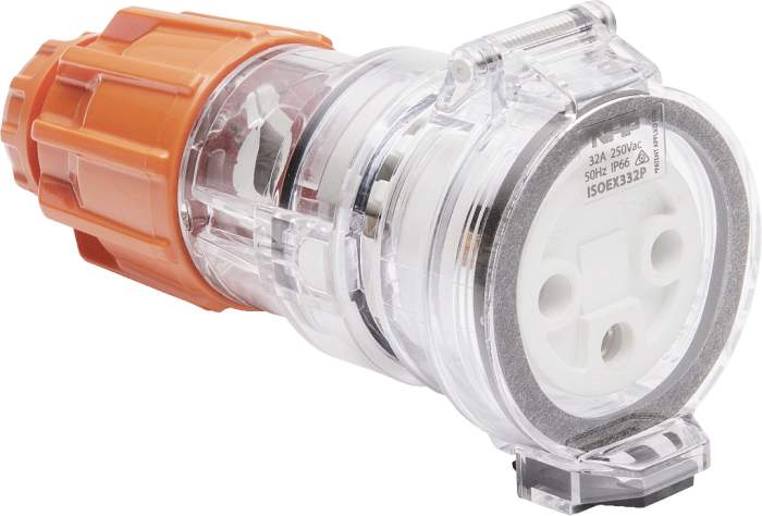 ISO Extn Socket 3Pin 32A 250V Electric Orange