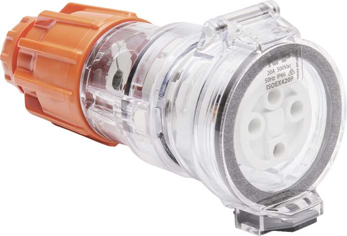 ISO Extn Socket 4Pin 20A 250V Electric Orange