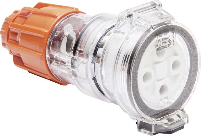 ISO Extn Socket 4Pin 32A 250V Electric Orange