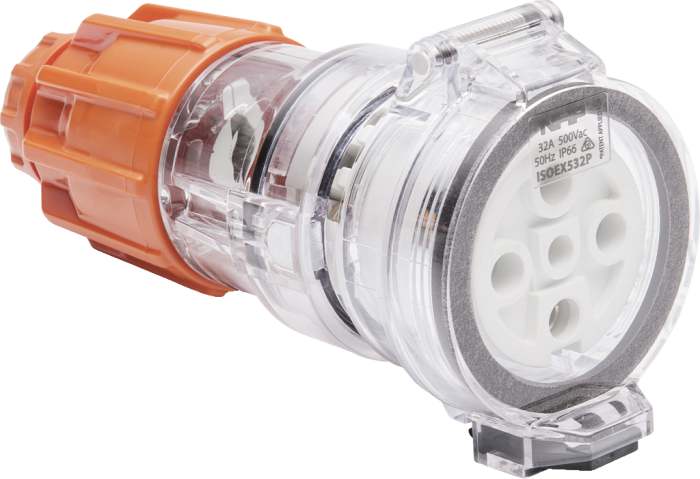 ISO Extn Socket 5Pin 32A 250V Electric Orange