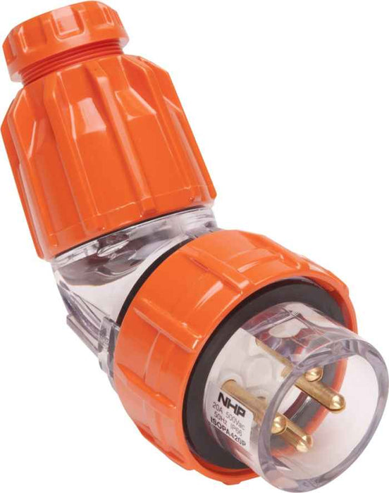 ISO Plug Angled 4Pin 20A 500V Orange