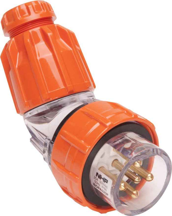 ISO Plug Angled 5Pin 20A 500V Orange