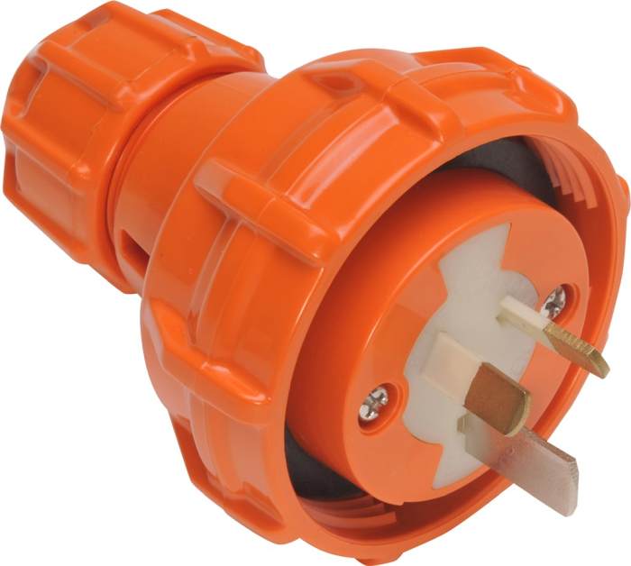 ISO Plug Straight 3Pin 10A 250V Resistant Orange