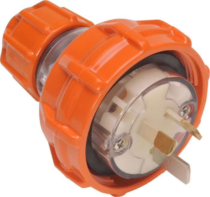 ISO Plug Straight 3Pin 15A 250V Electric Orange