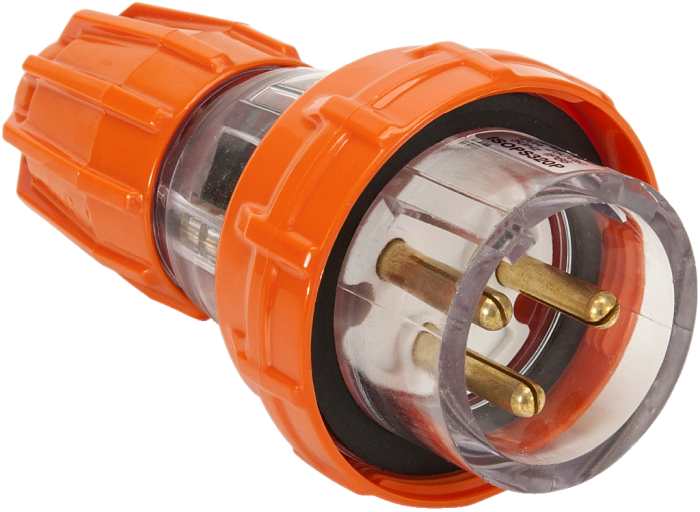 ISO Plug Straight 3Pin 20A 250V Electric Orange