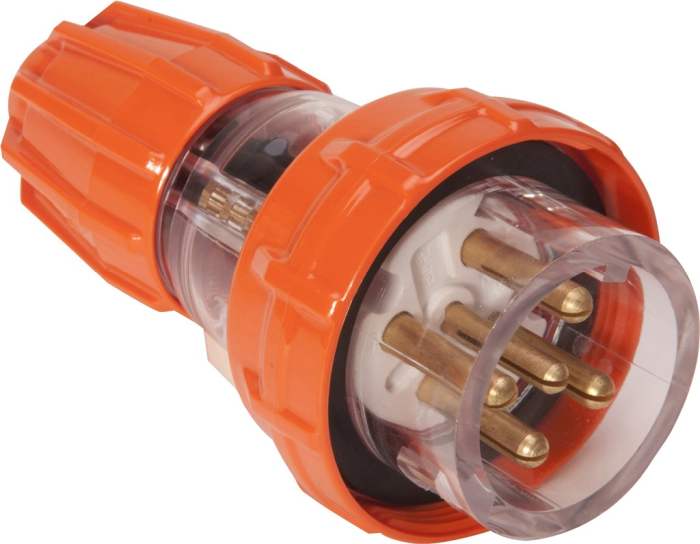 ISO Plug Straight 5Pin 20A 500V Electric Orange