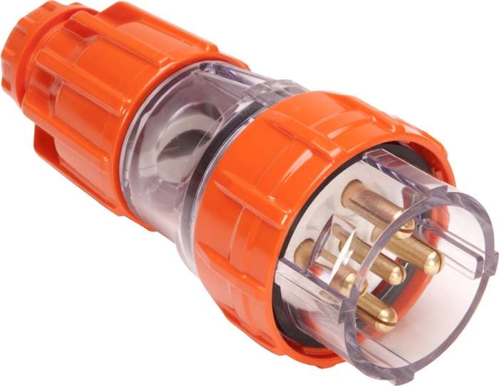 ISO Plug Straight 5Pin 32A 500V Electric Orange