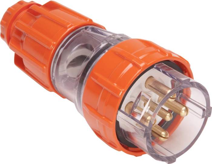 ISO Plug Straight 5Pin 50A 500V Electric Orange