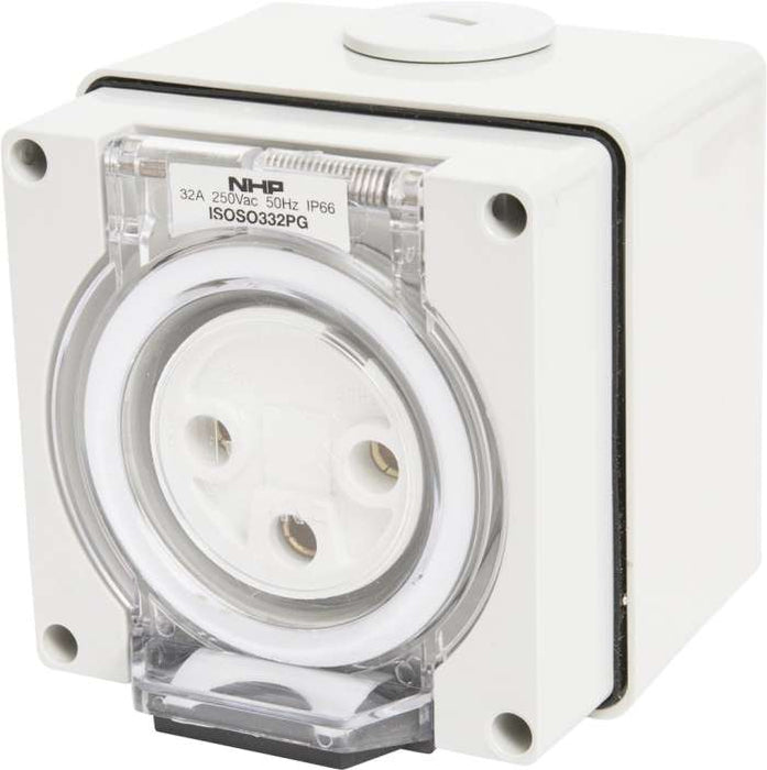 ISO Socket Outlet 3Pin 32A 250V Grey