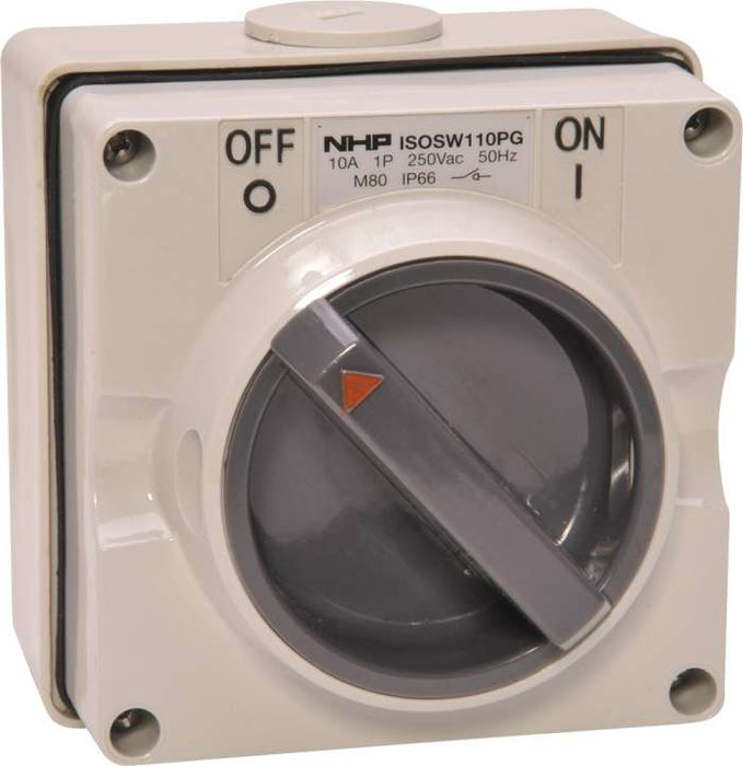 ISO Surface Switch 2P 10A 250V Grey