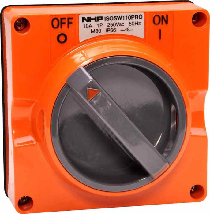 ISO Switch 1P 10A 250V Orange No B/Box