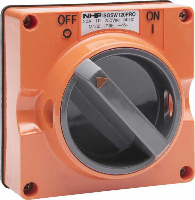 ISO Switch 2P 20A 250V Res Orange No B/Box